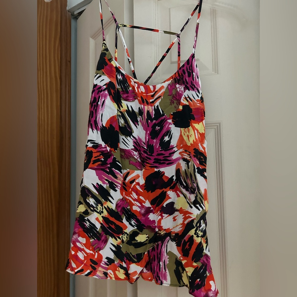 Topshop White and Pink Asymmetrical Camisole